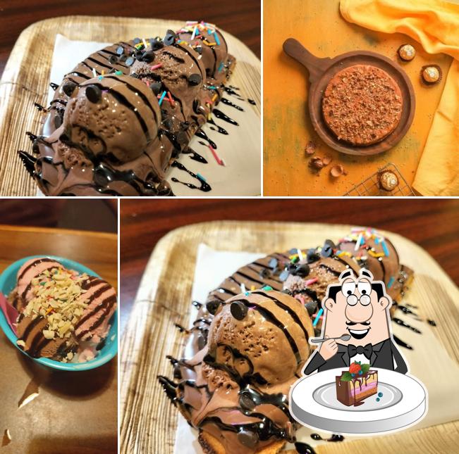 Chocolate cake at Vanthaas Waffles & Boba Café