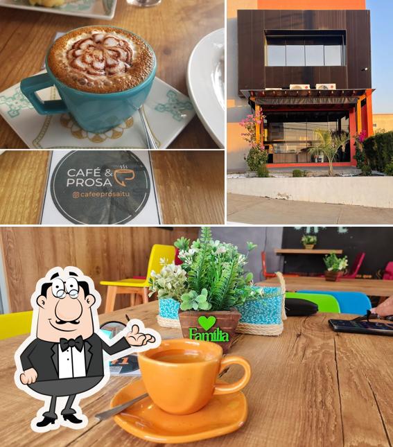 Dê uma olhada a foto mostrando interior e bebida no Cafe & Prosa - Cafeterias em Itu - Restaurante em Itu