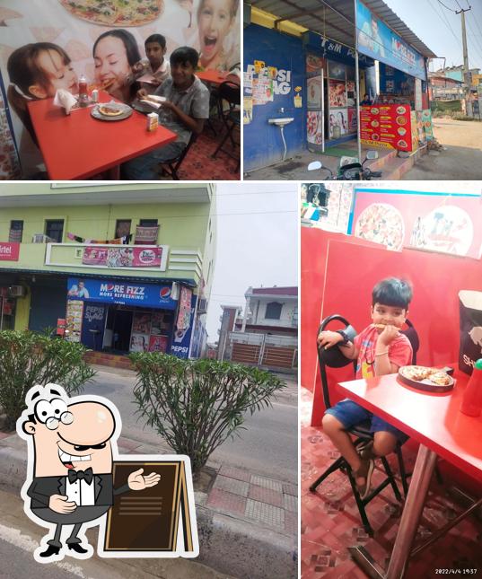 The restaurant's exterior and dining table