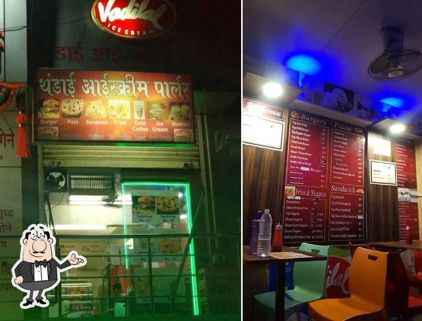 The interior of Thandai Icecream Parlour