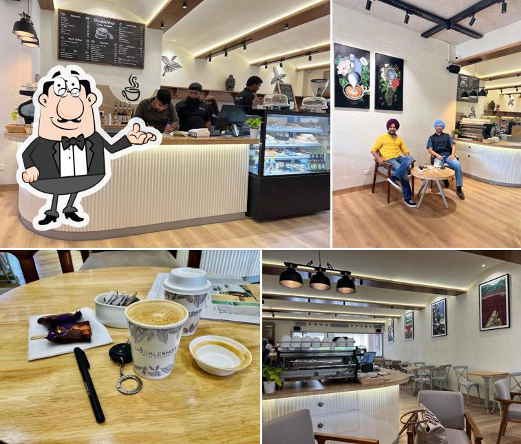 Take a seat at one of the tables at DoubleShot Coffee Roasters Mohali