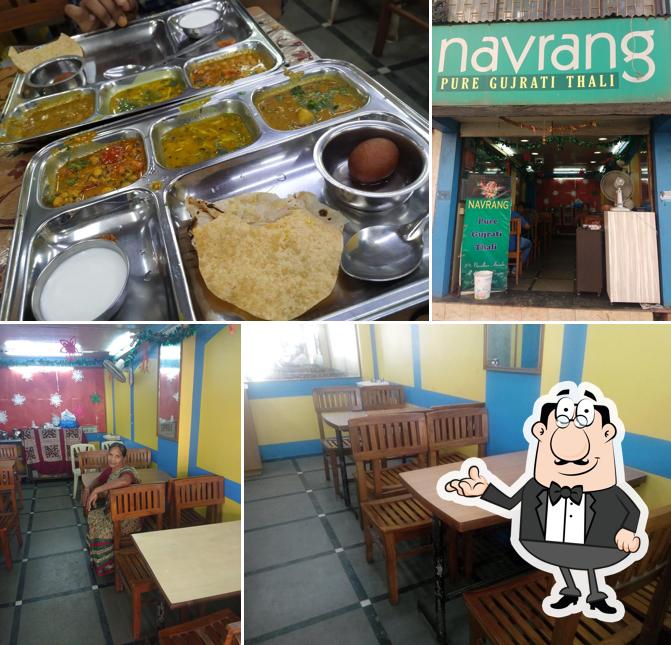 The interior of Navrang Restaurant pure veg thali in Panjim