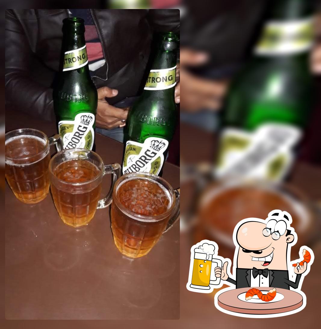 You can get a glass of light or dark beer