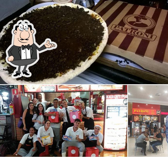 A ilustração do Patroni Pizzas’s interior e bolo