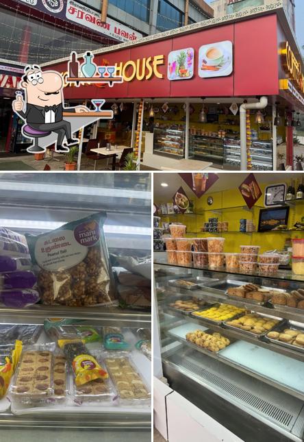 Take a seat at one of the tables at RSB (Ranipet Saravana Bhavan)