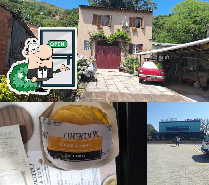 A exterior e comida do restaurante