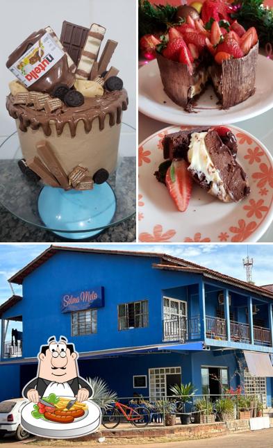 Dê uma olhada a foto mostrando comida e exterior no Lanchonete Selma Melo bistrô e Café