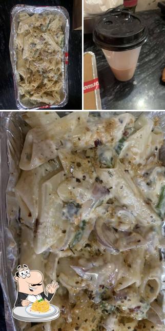 Spaghetti carbonara at Waffle's World & Cafe