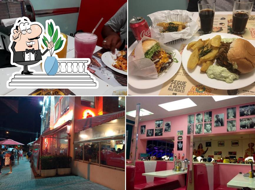 Confira a ilustração ilustrando exterior e bebida no Zé do Hamburger