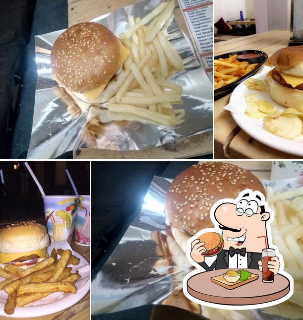 Get a burger at WORDS AND SIPS BOOK CAFE