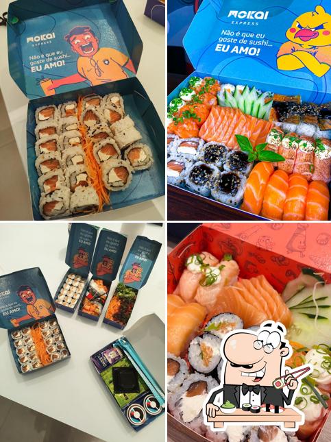Rolos de sushi são servidos no Mokai Sushi Canoas Buffet e Delivery