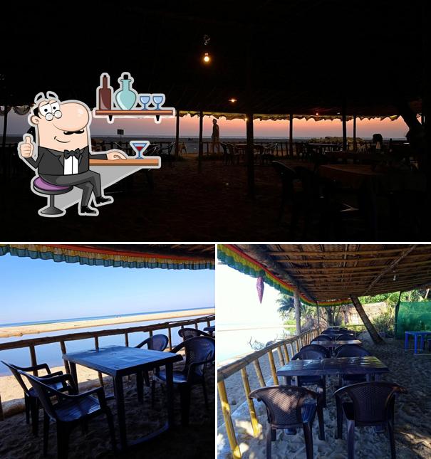 Take a seat at one of the tables at Kushal Cafe