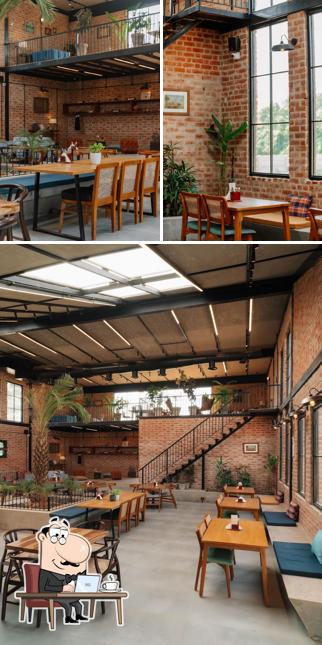 Take a seat at one of the tables at The Barnyard Co