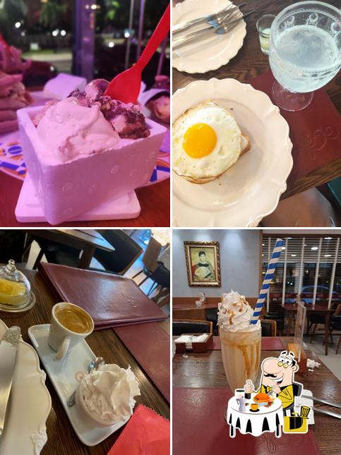 A comida e bebida do restaurante