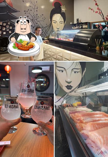 A imagem da comida e interior no Kamisama Japanese Food