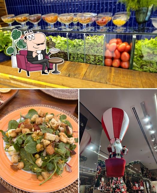 A ilustração do Olea Mozzarella Bar - Filial Shopping Higienópolis’s interior e comida