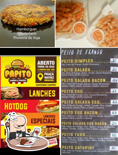 Peça refeições de carne no Papito Lanches, Hot Dogs e Porções em Mirassol