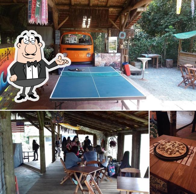 Esta é a ilustração ilustrando interior e pizza no Apuana Skate Bar ( Sitio Tudo É Arte )