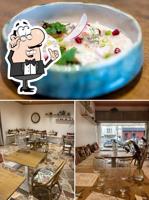 L’image de la intérieur et nourriture concernant La Table de Mona