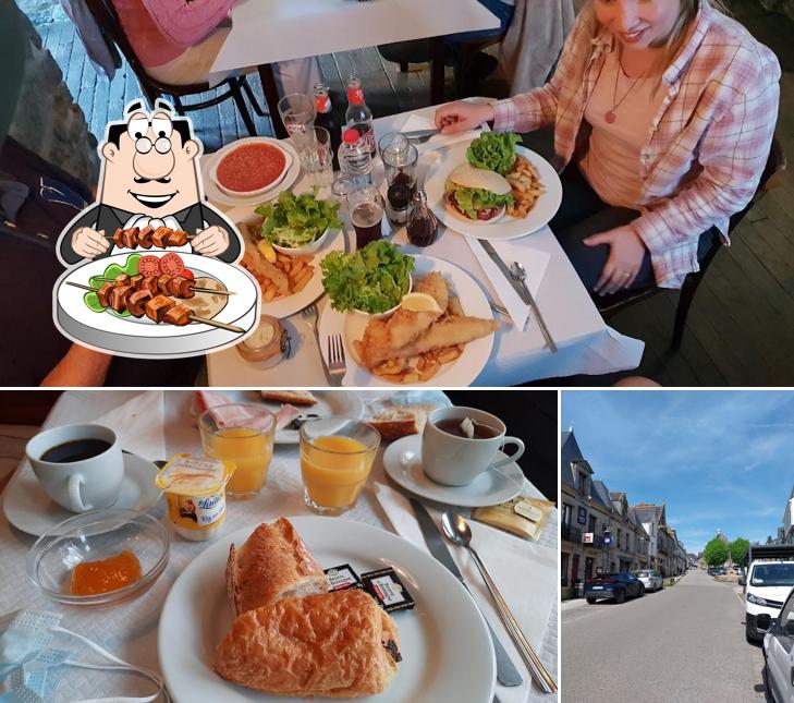 La nourriture et extérieur du restaurant