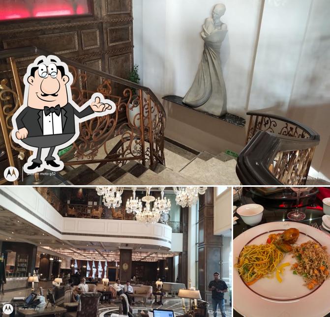 Take a look at the image depicting interior and food at Rare Eastern Dining Restaurant and Bar