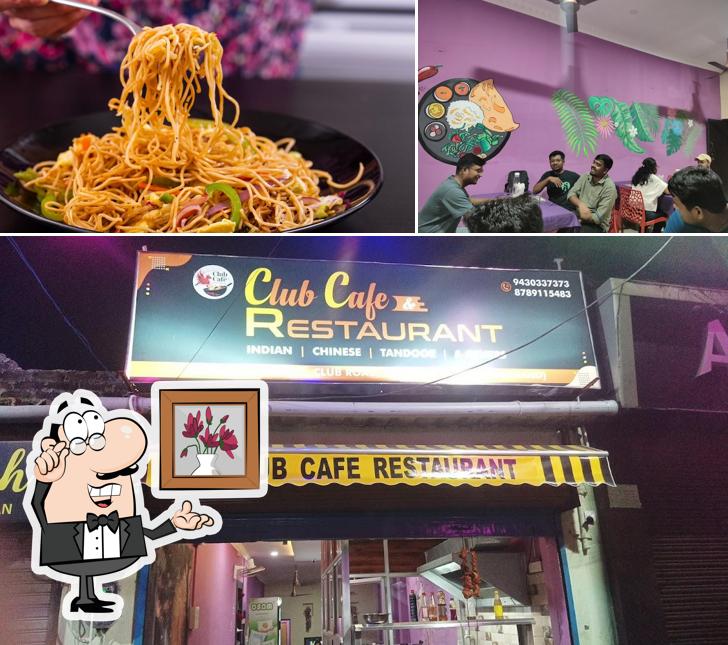 The picture of interior and food at Club Cafe & Restaurant