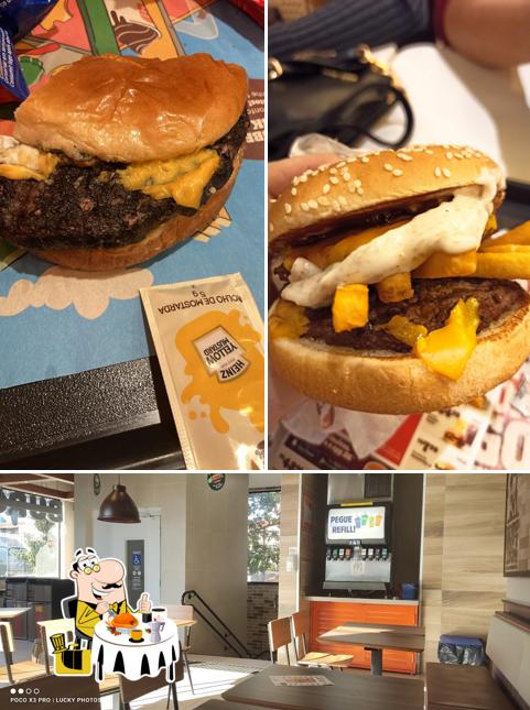 Entre diversos coisas, comida e interior podem ser encontrados no Burger King