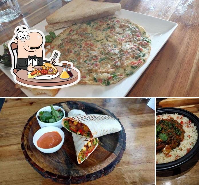 Get pizza at The Salad Bar & Walnut Cafe