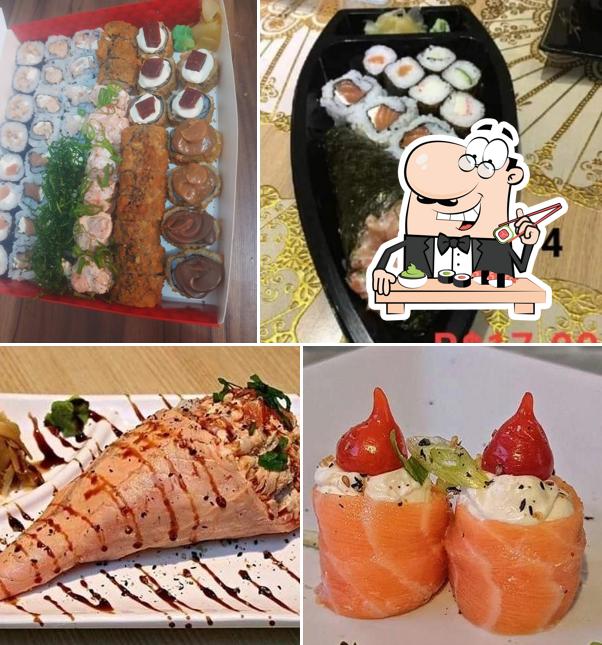 Rolos de sushi são disponibilizados no Sushi do felix