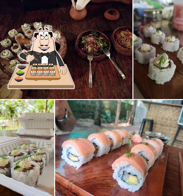 Sushi rolls are offered by B Ten Cafe