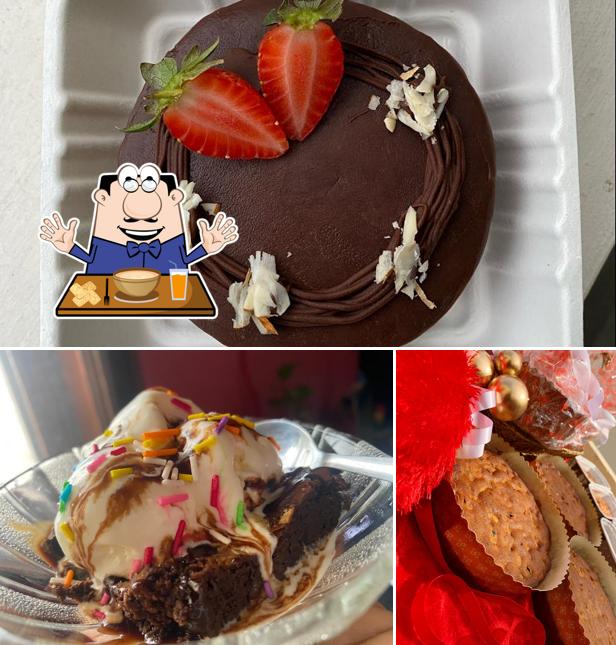 Food at Plates of spices (Cakes & Brownies)