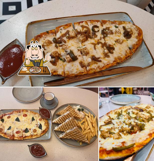 Pick pizza at Two and a Half Mile Cafe