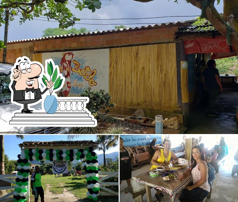 A exterior e interior do restaurante