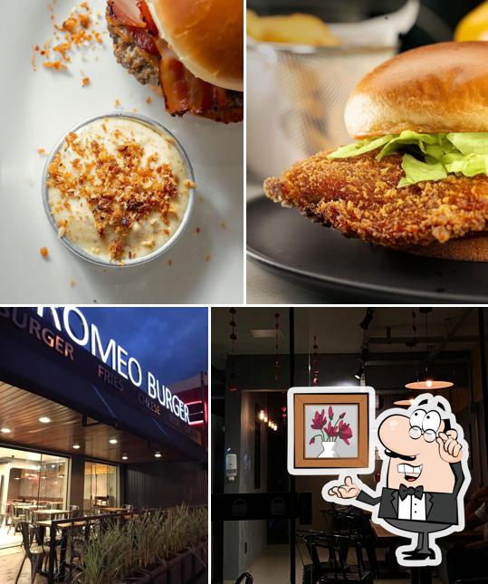 Esta é a imagem ilustrando interior e comida no ROMEO BURGER