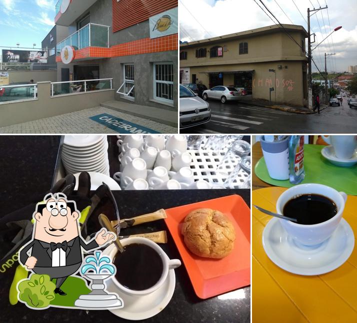 Dê uma olhada a ilustração apresentando exterior e bebida a Bom Dia