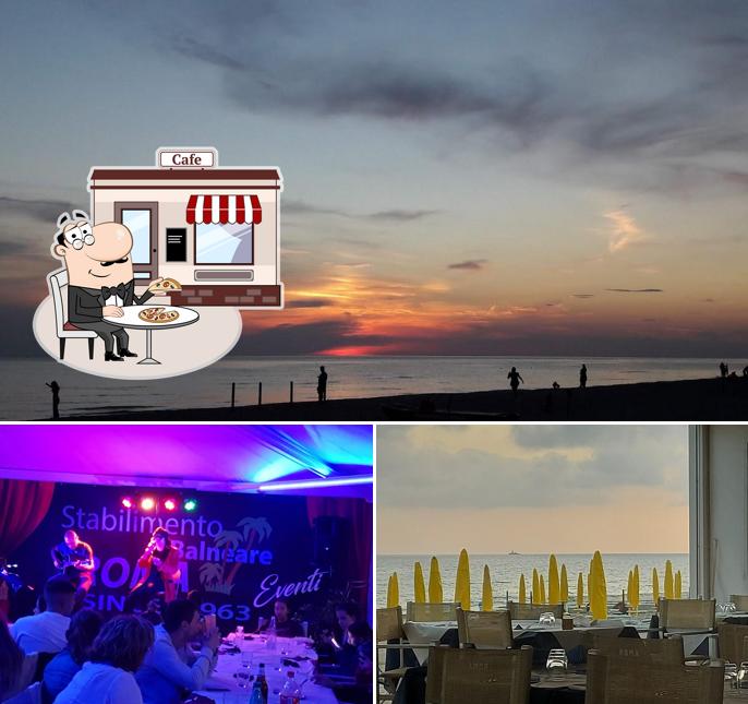 Questa è la foto che presenta la esterno e bancone da bar di Stabilimento Roma