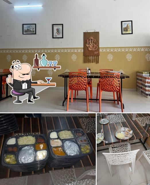 The restaurant's interior and food