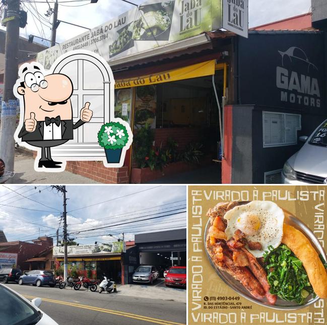 A imagem da exterior e comida no Restaurante Jabá do Lau