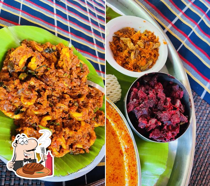 Meat dishes are served at Hotel Suraksha