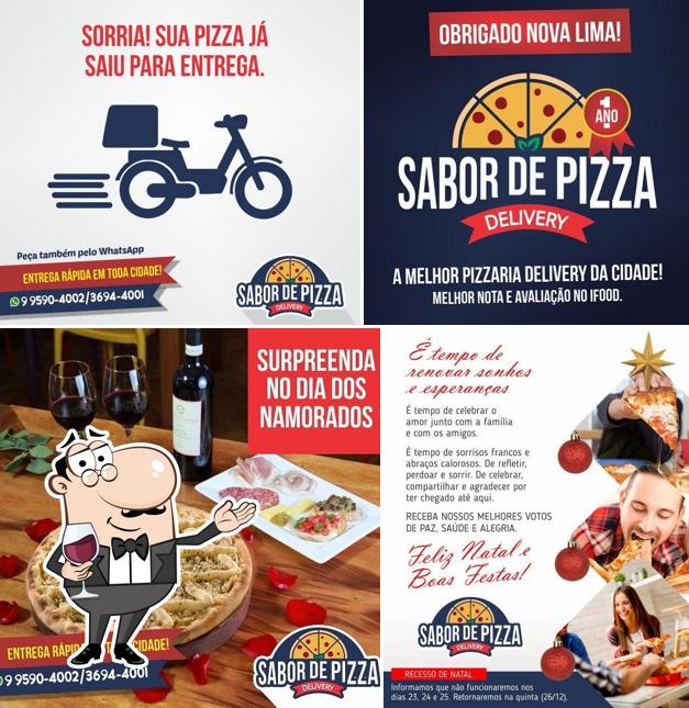 É agradável desfrutar uma taça de vinho no Sabor de Pizza Nova Lima