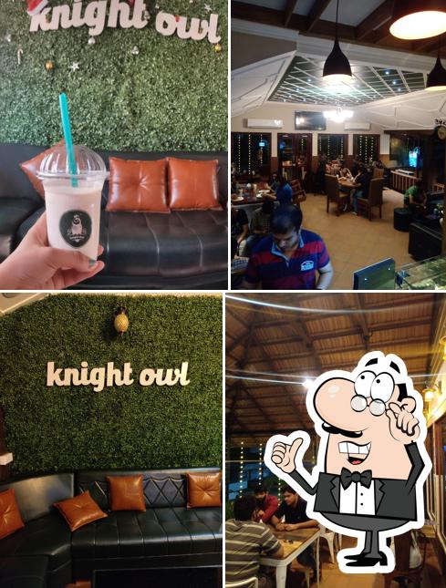 Take a seat at one of the tables at KNIGHT OWL CAFE