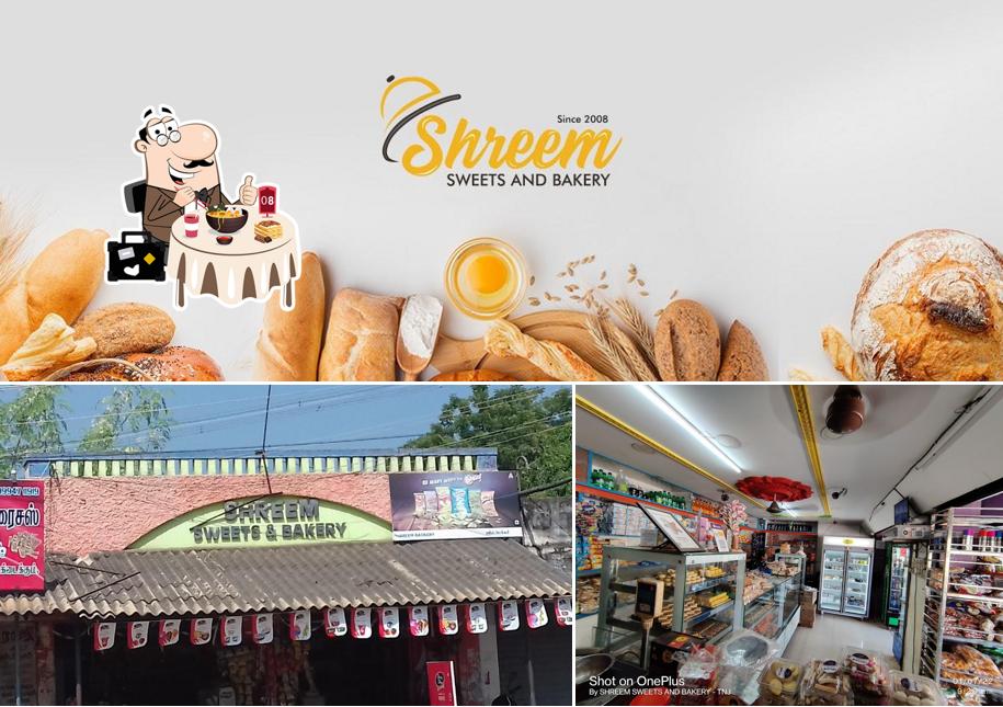 Among various things one can find food and exterior at SHREEM SWEETS & BAKERY