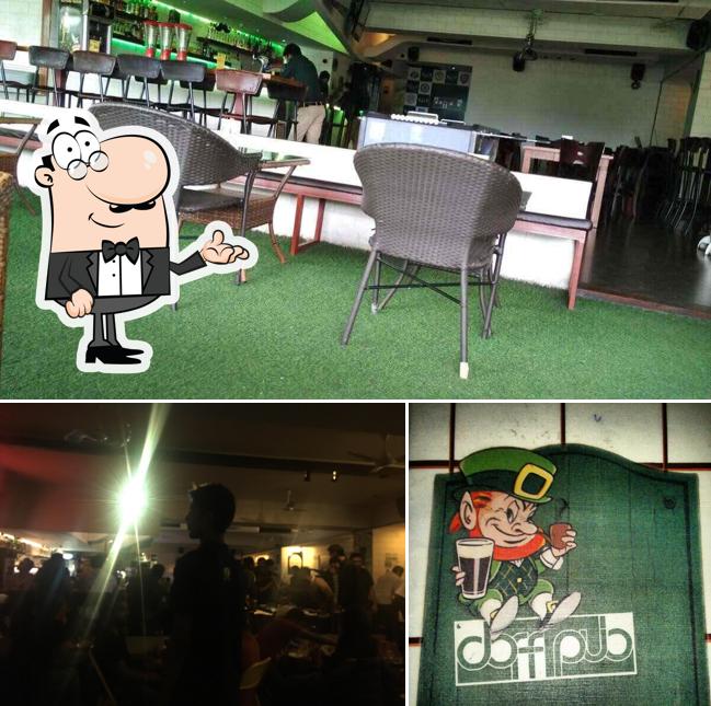 Take a seat at one of the tables at Doff Pub