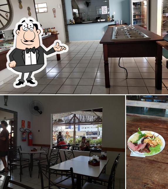Esta é a ilustração apresentando interior e comida no Taipa Restaurante