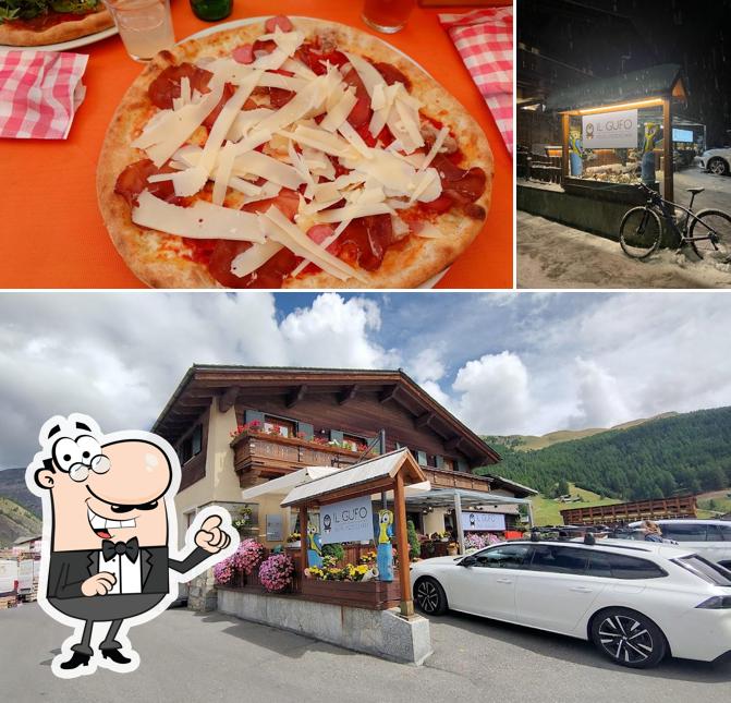 La immagine della esterno e cibo di Pizzeria Il Gufo