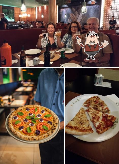 Esta é a ilustração ilustrando comida e interior a Parma Pizza