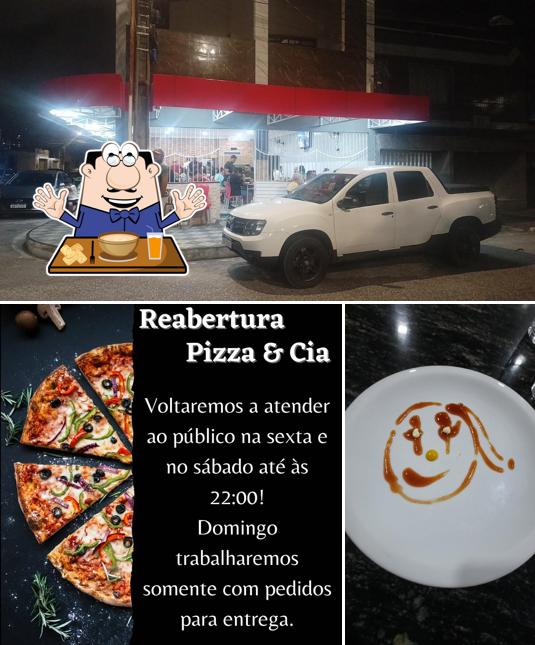 A comida e exterior do restaurante