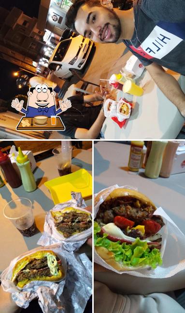 A ilustração da comida e interior no Diegos Lanches