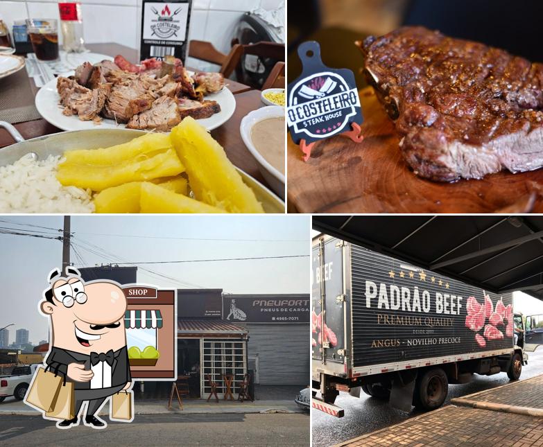 A ilustração da exterior e comida no OH Costeleiro