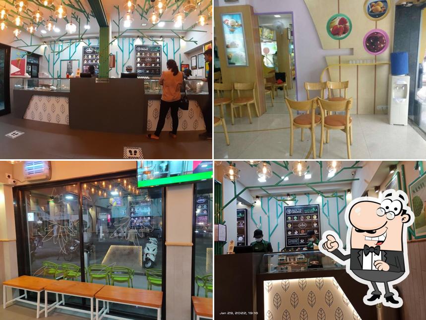 Take a seat at one of the tables at Naturals Ice Cream